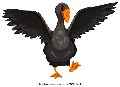 Black goose with open wings