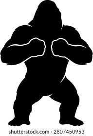 Black gorilla silhouette aggressive stance icon