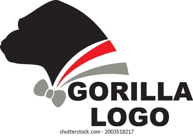black gorilla with tie logo vector