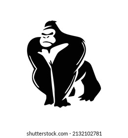 Black gorilla vector icon illustration