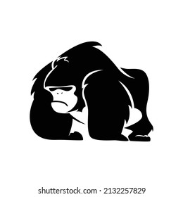Black gorilla vector icon illustration