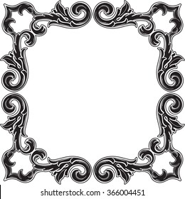 Black gothic art corner fine element set on white