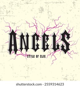 BLACK GOTHIC LETTERING PINK LIGHTNIN AND GRUNGE BACKGROUND FOR FASHION 