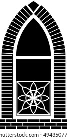 Black gothic window isolated on white background