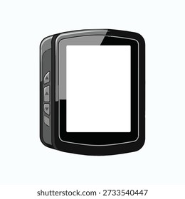 Ordenador de ciclismo GPS negro con pantalla en blanco para la personalización aislado en fondo blanco perfecto para el seguimiento deportivo y App de navegación