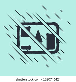 Black Gps device with map icon isolated on green background. Glitch style. Vector Illustration