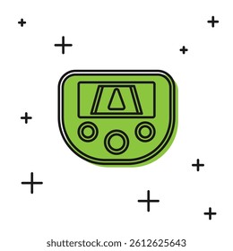 Black Gps device with map icon isolated on white background.  Vector