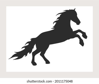 black graceful silhouette of a galloping horse