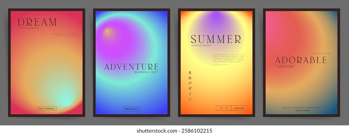 Black gradient abstract poster set. Minimalist modern backgrounds with dark and brutalist colors, geometric elements, and smooth fluid transitions.