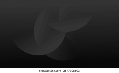Black gradient background with geometric shapes and smooth curves, creating a modern and futuristic abstract design. Ideal for branding, web design, posters, and digital artwork.