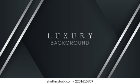 Black gradient background with gray color and luxury glittering silver lines with elegant sparkling light elements and background. Cover design templates