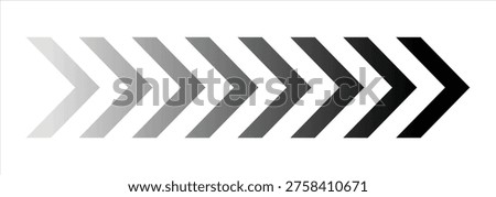 Black  gradient chevron arrow direction pattern. Direction indicator chevron stripe element. Chevron arrow vector pattern illustration