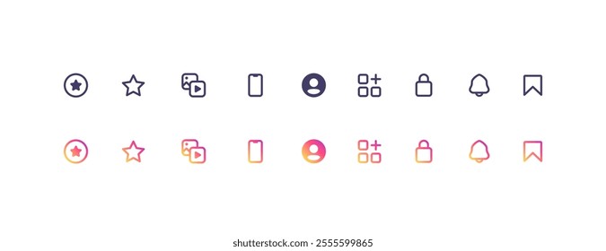 Black and gradient color icons templates. Web button, ui, app. Social media concept