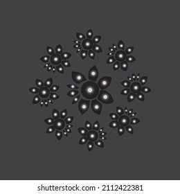 black gradient flower with grey background