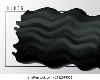 Black gradient fluid vector abstract shape, 3D dark matter abstract background in modern trendy style, dynamic design element in motion.