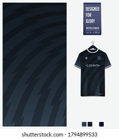 Black gradient geometry shape abstract background. Fabric textile pattern design for soccer jersey, football kit, racing, e-sport, sport uniform. T-shirt mockup template design. Vector Illustration.