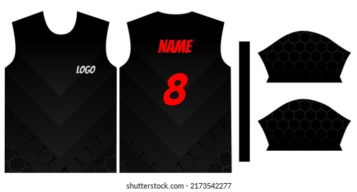 gradiente negro de diseño de plantilla jersey, editable e imprimible.