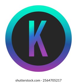 Black and Gradient Letter K in Round Frame, Simple and Versatile Vector Design for Various Creative Applications