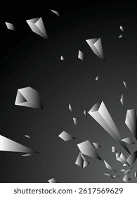 Black gradient triangle shapes scattered vector background