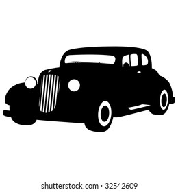black gradiented vintage car, vector illustration