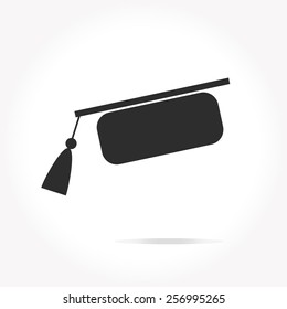 black graduate hat is floating on white cradient background. 