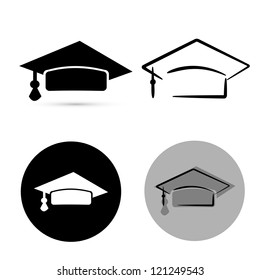 black graduate hat isolated over white background. vector