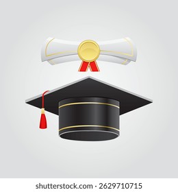 Schwarzer Graduierungs-Cap-Zeichnungsvektor