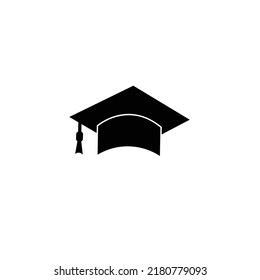 Black graduation cap icon isolated on white background. Vector illustration