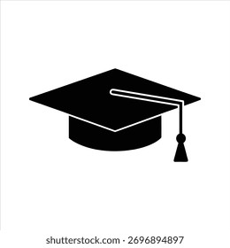 Black Graduation Cap Icon Isolated on White Background