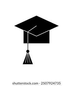 Black graduation cap icon in a minimalistic design, symbolizing academic achievement, education, and learning. The clean, straightforward design highlights the importance of education.