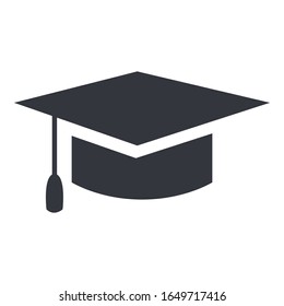 Black Graduation Cap Icon. Vector Academic Hat.