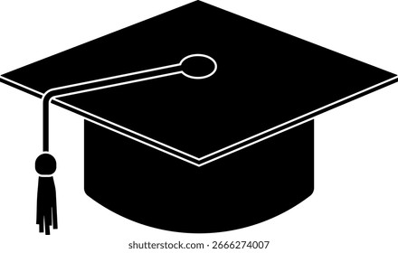 Icono negro del casquillo de la graduación sin fondo
