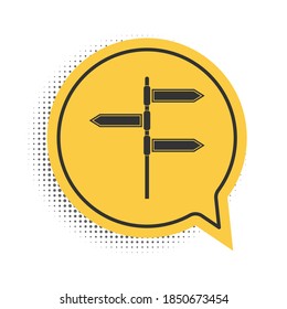 Black Graduation cap on globe icon isolated on white background. World education symbol. Online learning or e-learning concept. Yellow speech bubble symbol. Vector.
