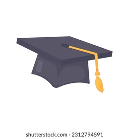 Black graduation cap with pompom. university student graduation cap