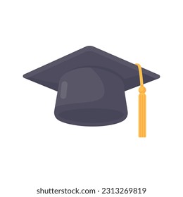 Black graduation cap with pompom. university student graduation cap