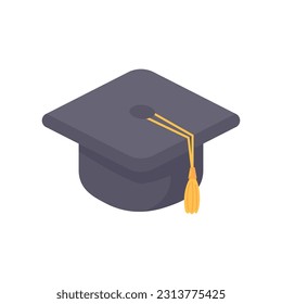 Black graduation cap with pompom. university student graduation cap