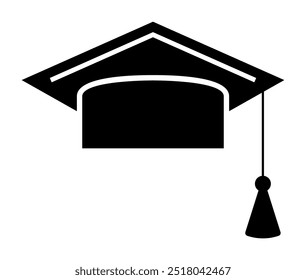 Um boné de graduação preto com uma borla, simbolizando a educação e a formatura. Ideal para graduação, educação, realização acadêmica, universidade e temas de celebração.