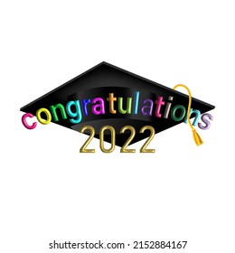 black graduation cap and text congratulations multicolored graphic resources isolated transparent background png