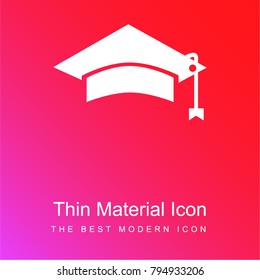 Black graduation cap tool of university student for head red and pink gradient material white icon minimal design