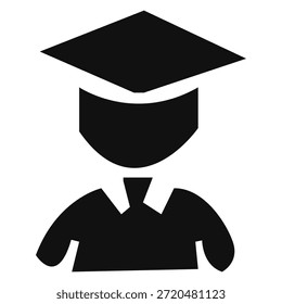 Ícone negro do vetor da tampa da formatura simbolizando a realização acadêmica e o sucesso da educação.