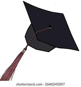 Black graduation cap vector illustration on isolated white background