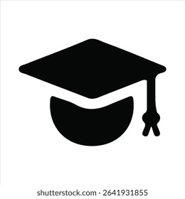 Black graduation cap and white background 
