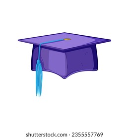 black graduation hat cartoon. academic study, tassel graduate, academy object black graduation hat sign. isolated symbol vector illustration