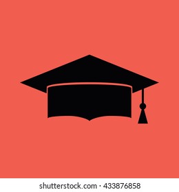 Black graduation hat icon vector illustration