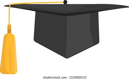 Black graduation hat, illustration, vector on a white background.