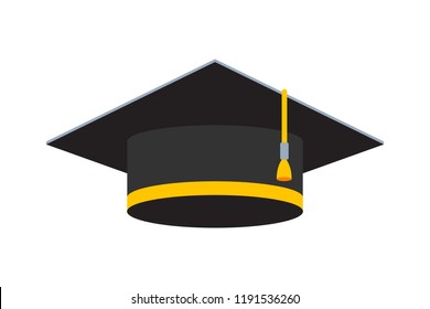 Black Graduation hat. Isolated vector illustration