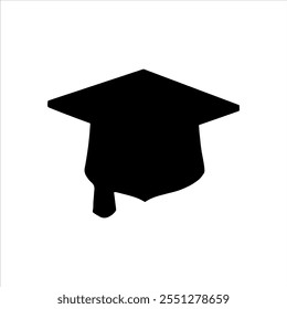 Black graduation hat silhouette vector illustration on white background