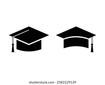 black graduation hat symbol design vector illustration isolated on transparent background