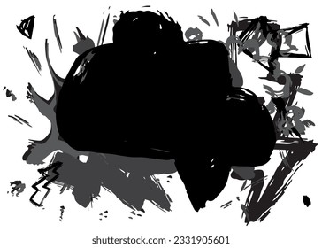 Black Graffiti speech bubble. Abstract modern Messaging sign street art decoration, Discussion icon performed in urban painting style.