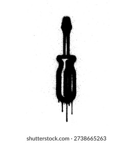 Black Graffiti Spray Paint Screwdriver Tool Silhouette with Ink Drips